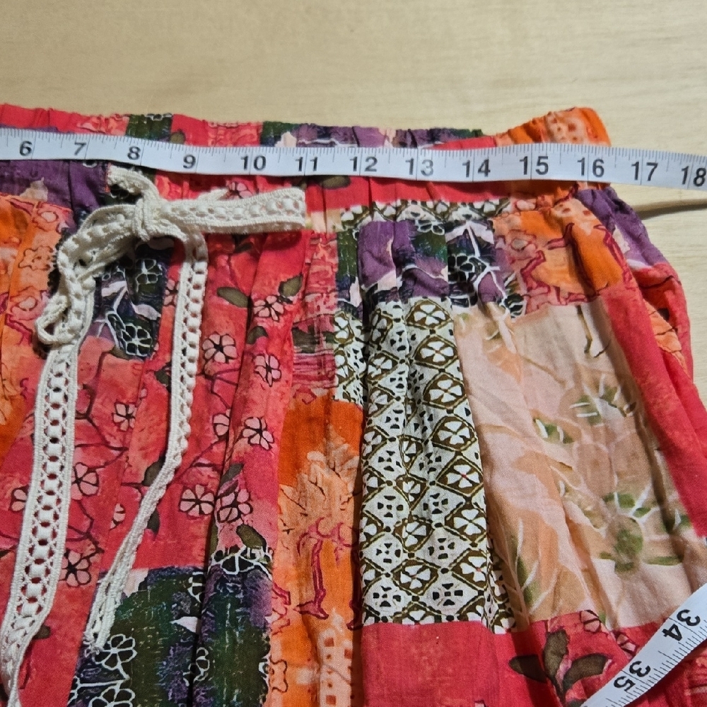 B55 NWT POL Vibrant Coral Patchwork Printed Relaxed Fit Joggers Tie Sm Md Lg - Picture 6 of 11